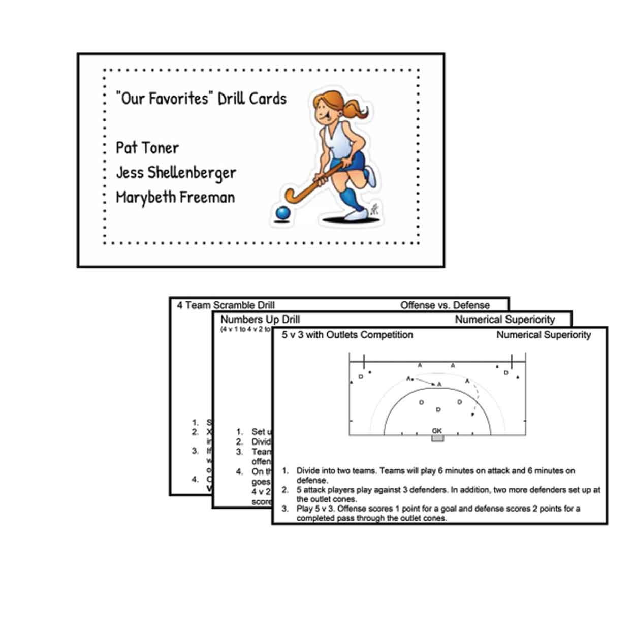 Shows the title card of the Pat Toner Our Favorites Drill Cards with three drill cards under it
