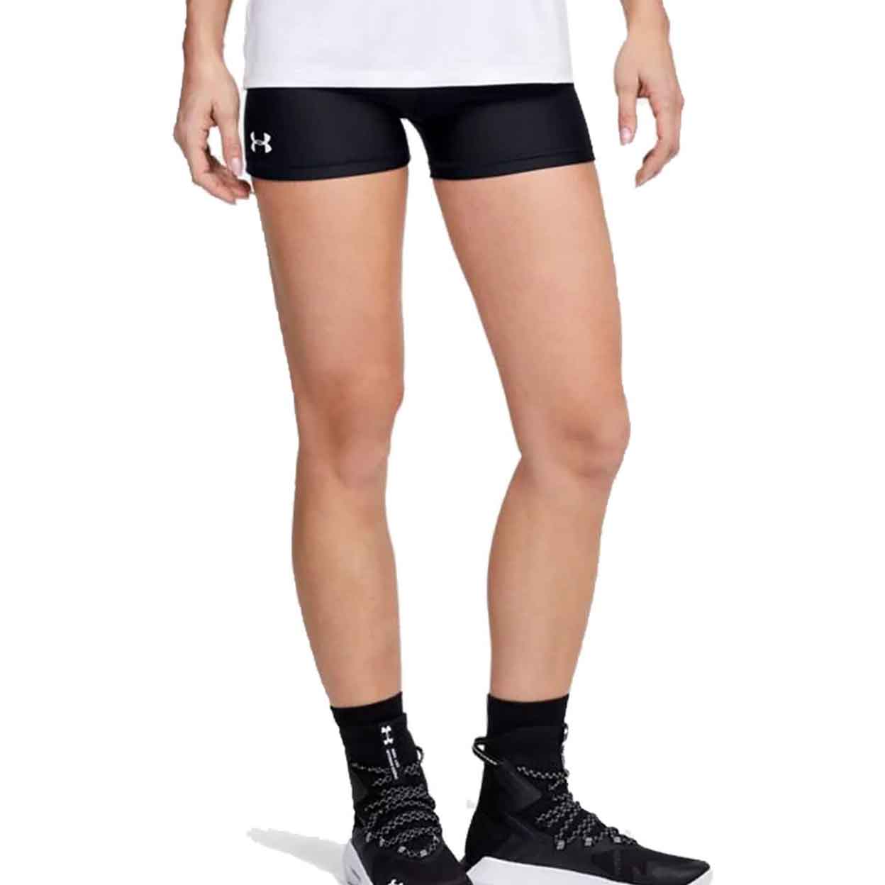 Model wearing the Under Armour Team Shorty 3 Inch Compression Shorts hands at their sides.